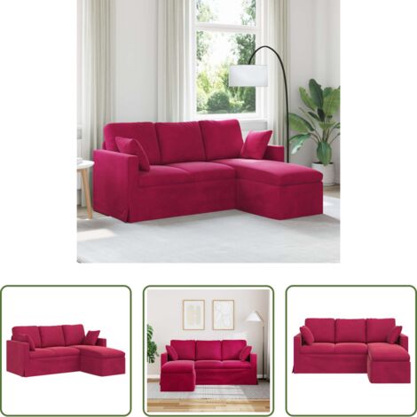 vidaXL Divano ergonomico -  Divano Rosso Vino 198 x 134 x 80 cm Velluto