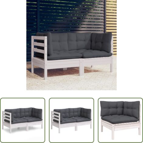 vidaXL Divano esterno -  Divano da Giardino 2 Posti con Cuscini Antracite Legno di Pino