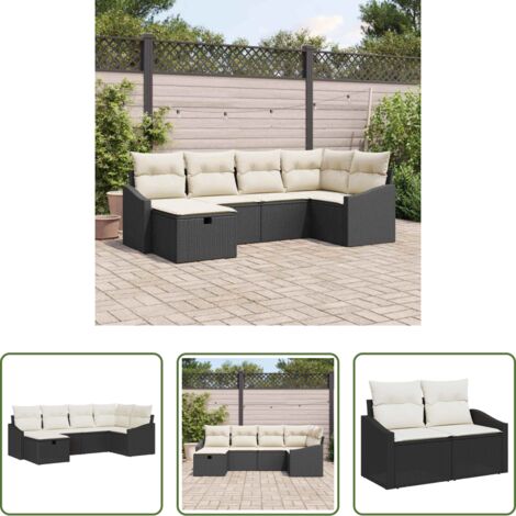 vidaXL Divano esterno -  Set di divani con cuscino 7 pcs polyrattan