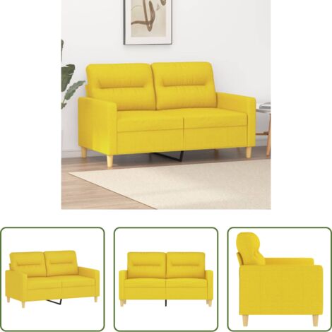 vidaXL Divano giallo chiaro -  Divano a 2 Posti Giallo Chiaro 120 cm in Tessuto