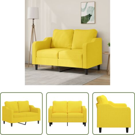 vidaXL Divano giallo chiaro -  Divano a 2 Posti Giallo Chiaro 120 cm in Tessuto