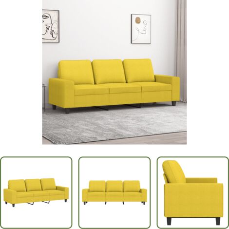 vidaXL Divano giallo chiaro -  Divano a 3 Posti Giallo Chiaro 180 cm in Tessuto
