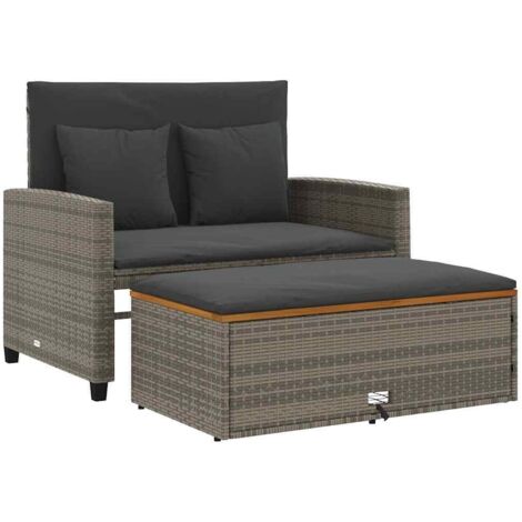 vidaXL Divano Giardino con Cuscini 2 Posti Grigio in Polyrattan Acacia