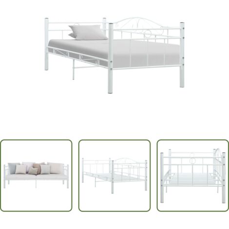 vidaXL Divano giorno -  Telaio Divano Letto Bianco in Metallo 90x200 cm