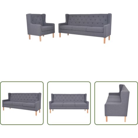 vidaXL Divano grigio -  Set Divani 2 pz in Tessuto Grigio