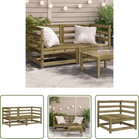 vidaXL Divano in legno -  Divani Angolare Giardino 2pz 70x70x67 cm Legno Pino Impregnato