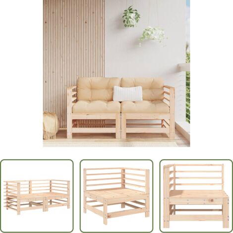 vidaXL Divano in legno -  Divani Angolari da Giardino 2 pz in Legno Massello di Pino