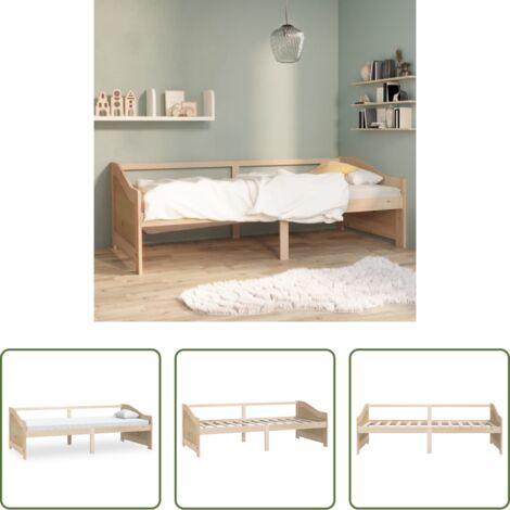 vidaXL Divano in legno -  Divano Letto a 3 Posti in Legno Massello di Pino 90x200cm