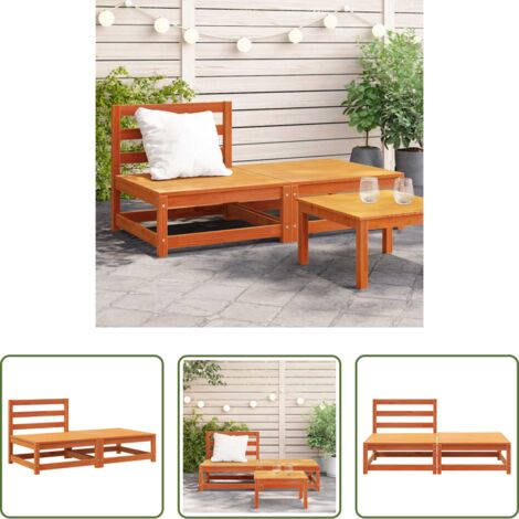 vidaXL Divano in legno -  Divano Senza Braccioli Giardino Poggiapiedi Marrone Cera Pino