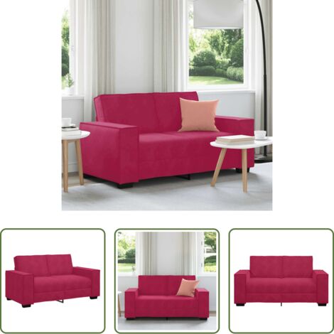 vidaXL Divano in legno e metallo -  Divano a 2 Posti Rosso Vino 160x78x84 cm in Velluto