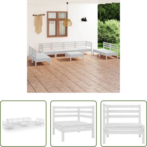 vidaXL Divano in legno -  Set Divani da Giardino 9 pz Bianco in Legno Massello di Pino