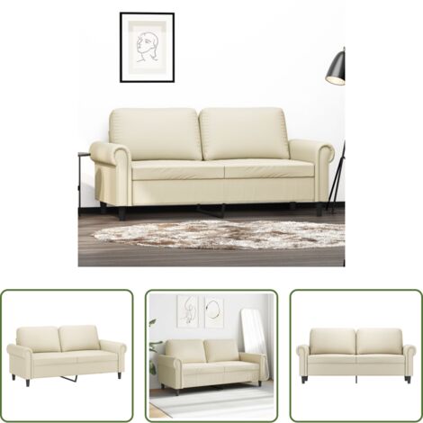 vidaXL Divano in metallo -  Divano a 2 Posti Crema 140 cm in Similpelle