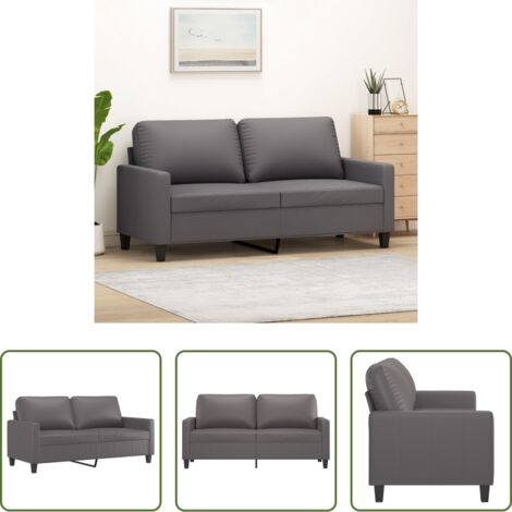 vidaXL Divano in metallo -  Divano a 2 Posti Grigio 140 cm in Similpelle
