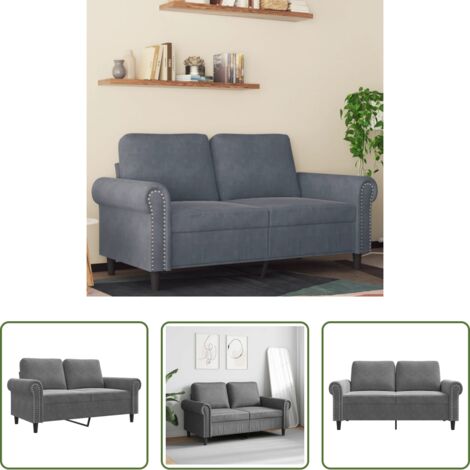 vidaXL Divano in metallo - Divano a 2 Posti grigio scuro 120 cm in Velluto