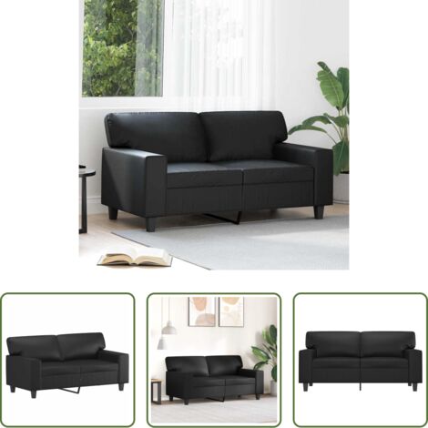 vidaXL Divano in metallo -  Divano a 2 Posti Nero 120 cm in Similpelle