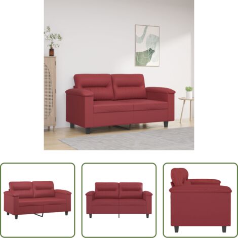 vidaXL Divano in metallo -  Divano a 2 Posti Rosso Vino 120 cm in Similpelle