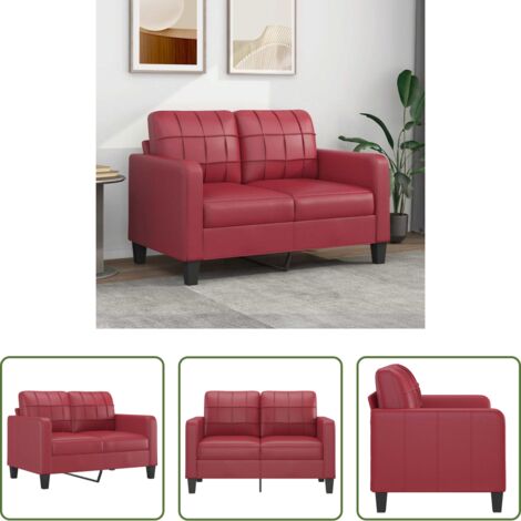 vidaXL Divano in metallo -  Divano a 2 Posti Rosso Vino 120 cm in Similpelle