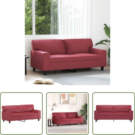 vidaXL Divano in metallo -  Divano a 2 Posti Rosso Vino 140 cm in Similpelle
