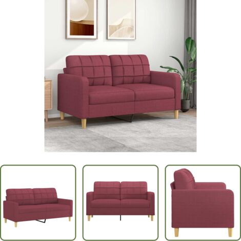 vidaXL Divano in metallo -  Divano a 2 Posti Rosso Vino 140 cm in Tessuto