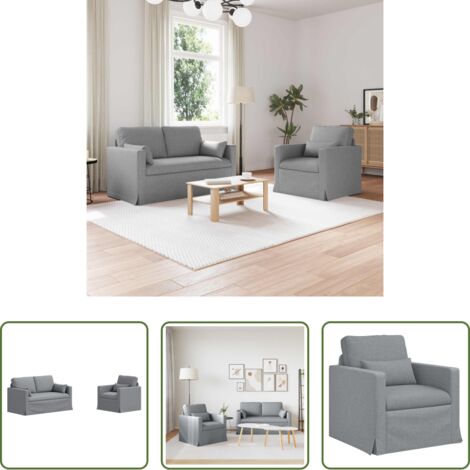 vidaXL Divano in metallo -  Set di divani 2 pcs Grigio chiaro 139 x 78 x 80 cm Tessuto
