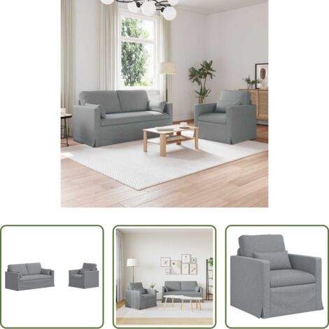 vidaXL Divano in metallo - Set di divani 2 pcs Grigio chiaro 158 x 78 x 80 cm Tessuto