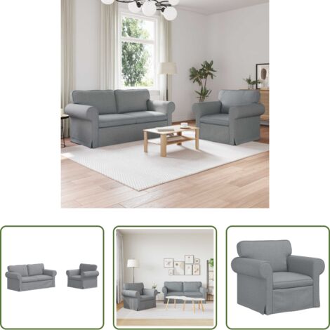vidaXL Divano in metallo -  Set di divani 2 pcs Grigio chiaro 175 x 82 x 80 cm Tessuto