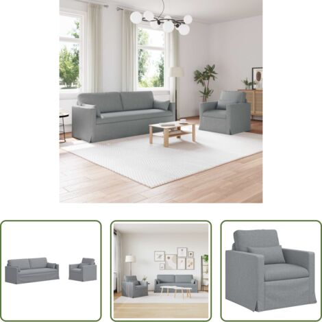 vidaXL Divano in metallo - Set di divani 2 pcs Grigio chiaro 198 x 78 x 80 cm Tessuto