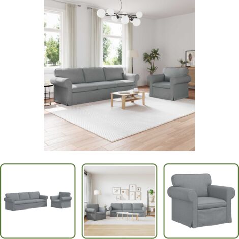 vidaXL Divano in metallo - Set di divani 2 pcs Grigio chiaro 245 x 82 x 80 cm Tessuto