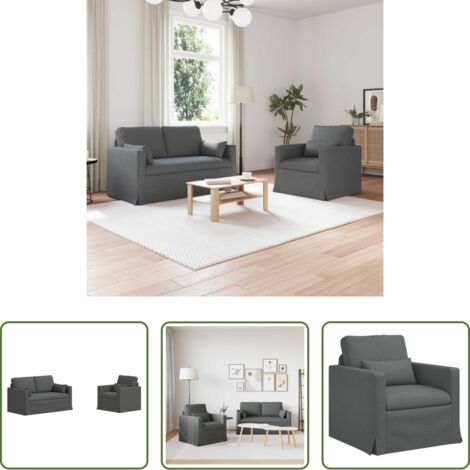 vidaXL Divano in metallo - Set di divani 2 pcs Grigio scuro 139 x 78 x 80 cm Tessuto