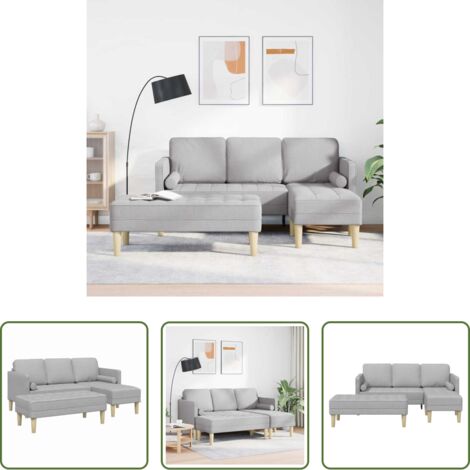 vidaXL Divano in poliestere -  Set di divani con cuscino 2 pcs Grigio Nuvola Poliestere