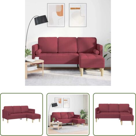 vidaXL Divano in poliestere -  Set di divani con cuscino Rosso Vino Poliestere