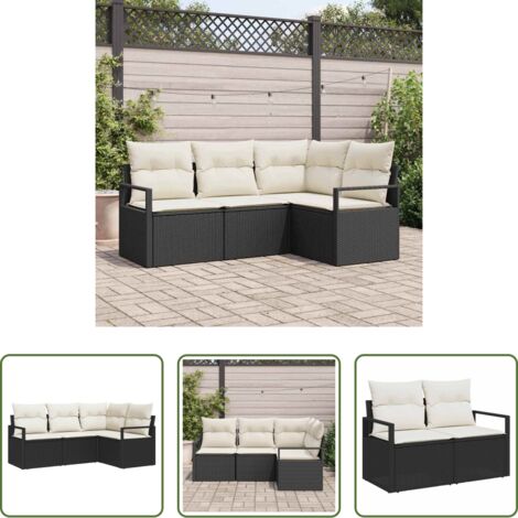 vidaXL Divano in polyrattan -  Set di divani 4 pcs Nero polyrattan