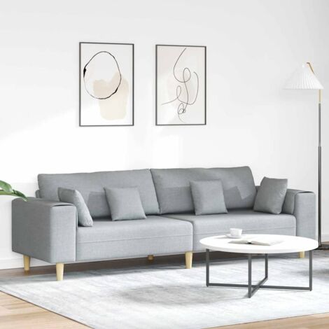 vidaXL Divano in tessuto con cuscino Grigio chiaro 208 cm Tessuto