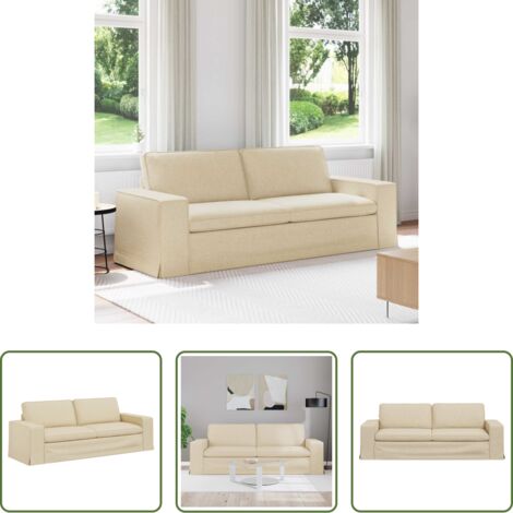 vidaXL Divano in tessuto -  Divano Crema 222 x 80 x 82 cm Tessuto