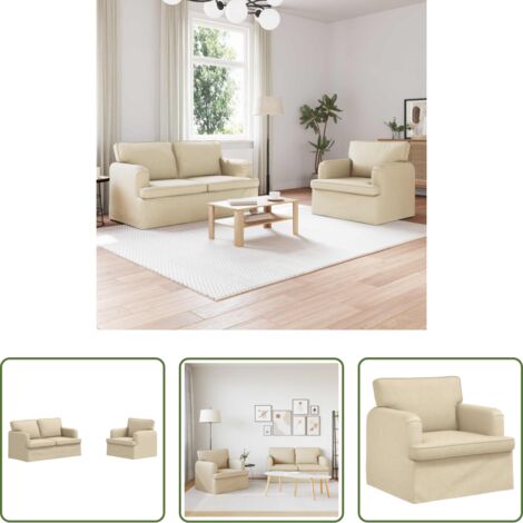 vidaXL Divano in tessuto -  Set di divani 2 pcs Crema 144 x 80 x 85 cm Tessuto
