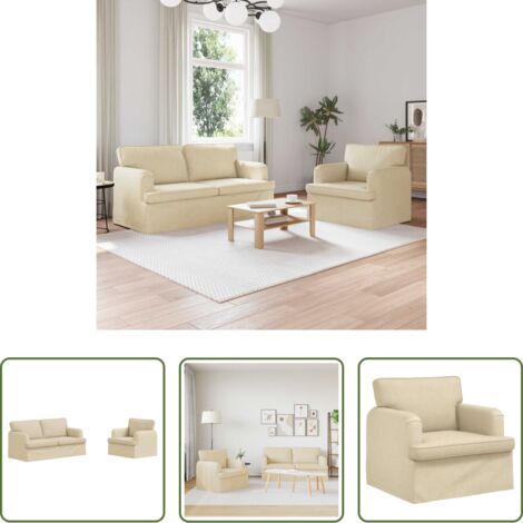 vidaXL Divano in tessuto -  Set di divani 2 pcs Crema 162 x 80 x 85 cm Tessuto