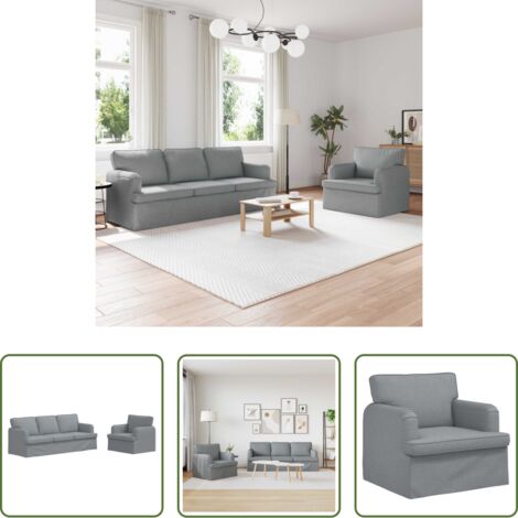 vidaXL Divano in tessuto -  Set di divani 2 pcs Grigio chiaro 144 x 80 x 85 cm Tessuto