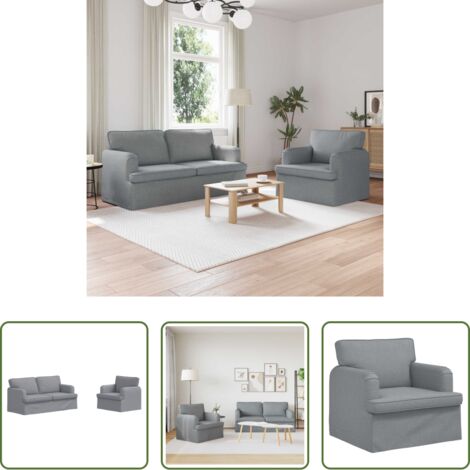 vidaXL Divano in tessuto -  Set di divani 2 pcs Grigio chiaro 162 x 80 x 85 cm Tessuto