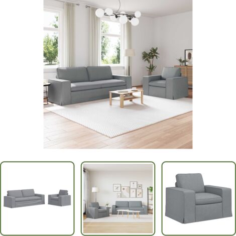 vidaXL Divano in tessuto -  Set di divani 2 pcs Grigio chiaro 182 x 80 x 82 cm Tessuto
