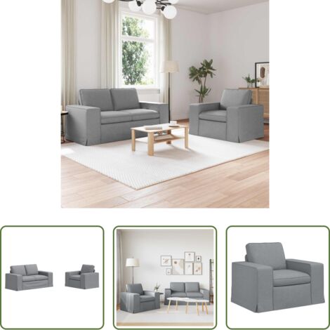 vidaXL Divano in tessuto -  Set di divani 2 pcs Grigio chiaro 182 x 80 x 82 cm Tessuto