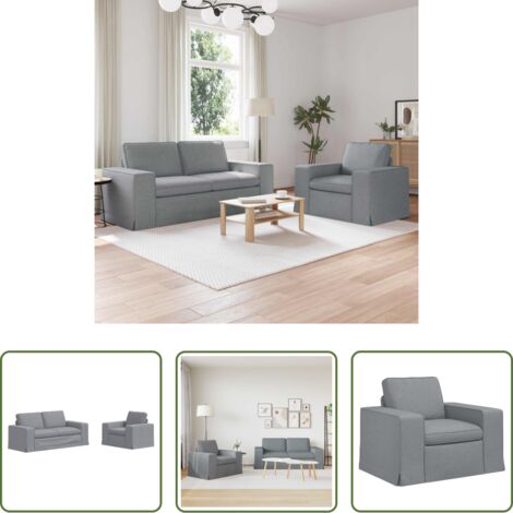vidaXL Divano in tessuto -  Set di divani 2 pcs Grigio chiaro 182 x 80 x 82 cm Tessuto