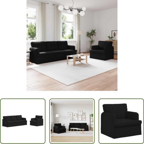 vidaXL Divano in tessuto -  Set di divani 2 pcs Nero 144 x 80 x 85 cm Tessuto