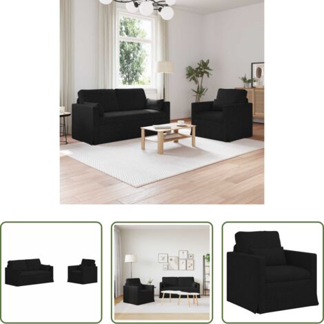 vidaXL Divano in tessuto -  Set di divani 2 pcs Nero 158 x 78 x 80 cm Tessuto