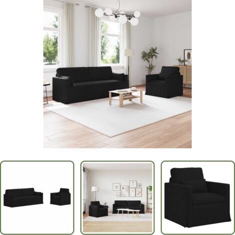 vidaXL Divano in tessuto -  Set di divani 2 pcs Nero 198 x 78 x 80 cm Tessuto