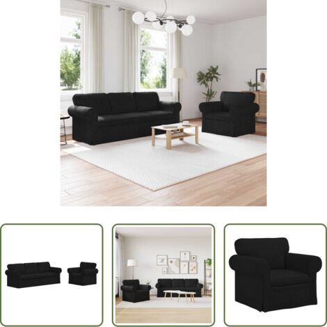 vidaXL Divano in tessuto -  Set di divani 2 pcs Nero 215 x 82 x 80 cm Tessuto