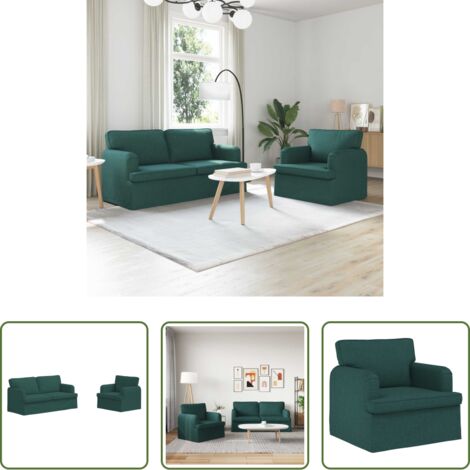 vidaXL Divano in tessuto -  Set di divani 2 pcs Verde Scuro 162 x 80 x 85 cm Tessuto