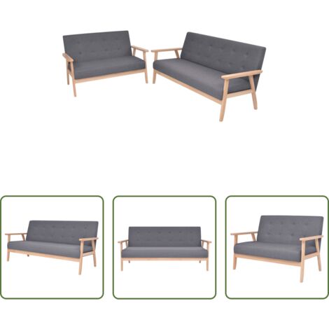 vidaXL Divano in tessuto -  Set di Divani 2 pz in Tessuto Grigio Scuro