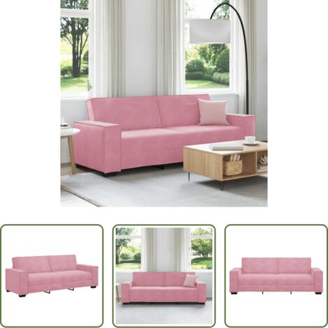 vidaXL Divano in velluto -  Divano a 3 Posti rosa 220x78x84 cm in Velluto