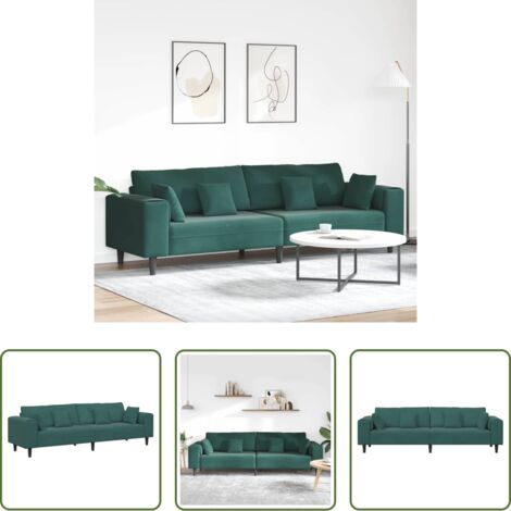 vidaXL Divano in velluto -  Divano con cuscino Verde Scuro 250 x 77 x 76 cm Velluto