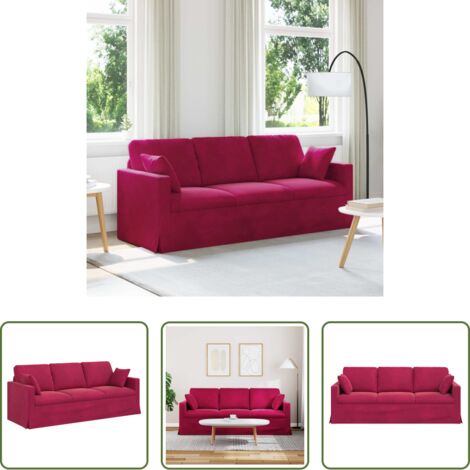 vidaXL Divano in velluto -  Divano Rosso Vino 198 x 78 x 80 cm Velluto